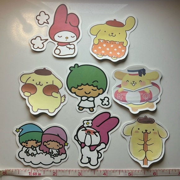 Sanrio 8 sticker bundle super cute!! My Melody/Pompompurin/Little Twin Stars - Picture 1 of 5